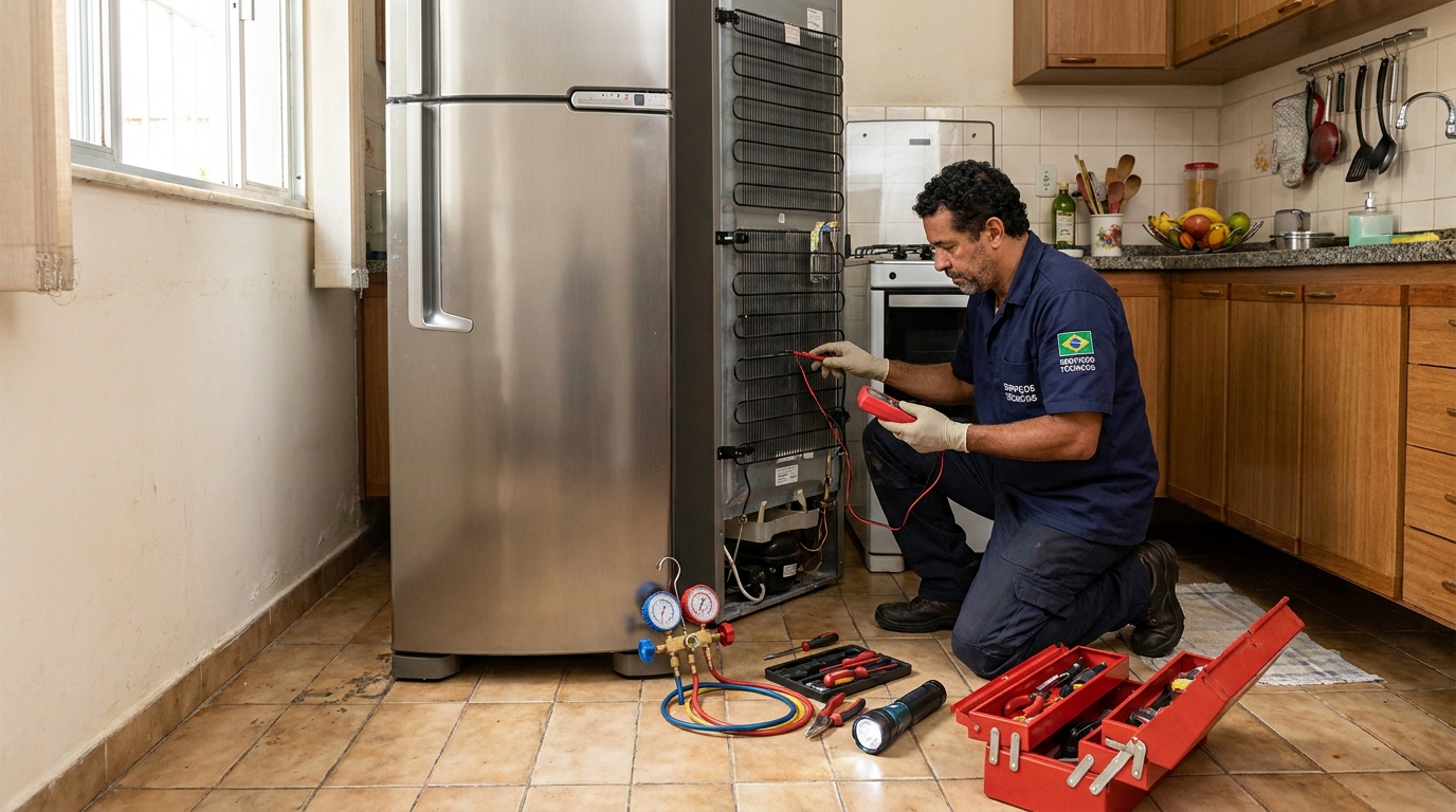 Técnico de conserto de eletrodomésticos em atendimento em Belo Horizonte‑MG