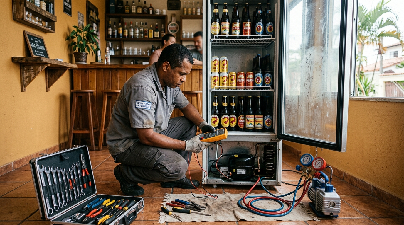 Substituição do termostato de uma cervejeira em Belo Horizonte‑MG